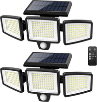 2500LM Ultra-Bright 3-Head Solar Security Light with Motion Sensor & Remote Control
