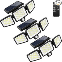 2500LM Ultra-Bright 3-Head Solar Security Light with Motion Sensor & Remote Control