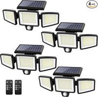 2500LM Ultra-Bright 3-Head Solar Security Light with Motion Sensor & Remote Control